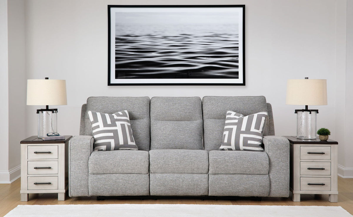 Biscoe - Power Reclining Sofa With Adj Headrest - Pewter
