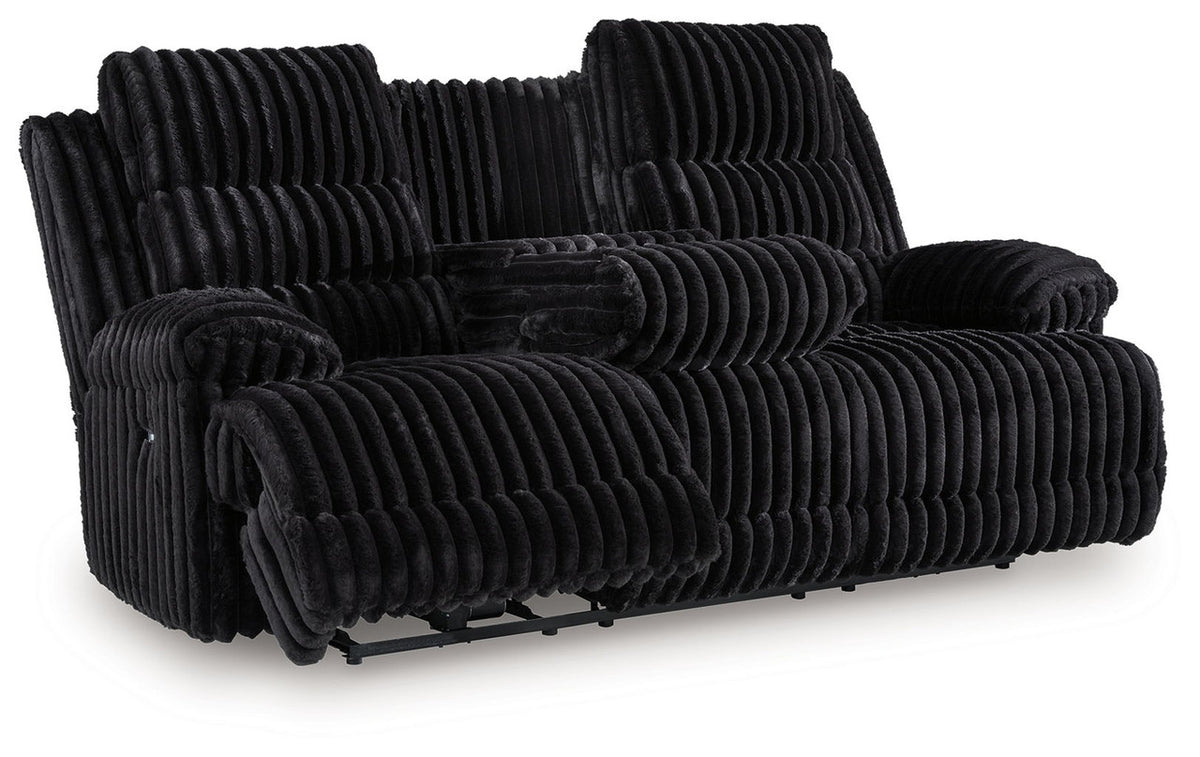 Rhine Falls - Reclining Power Sofa With Drop Down Table - Onyx