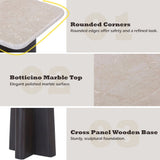 Jacory - End Table With Bottocino Marble Top - Beige / Espresso