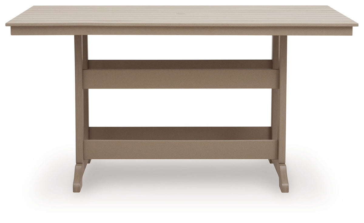 Seacliff Beach - Rectangular Counter Height Dining Table With Umbrella Option - Medium Brown