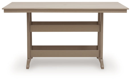 Seacliff Beach - Rectangular Counter Height Dining Table With Umbrella Option - Medium Brown