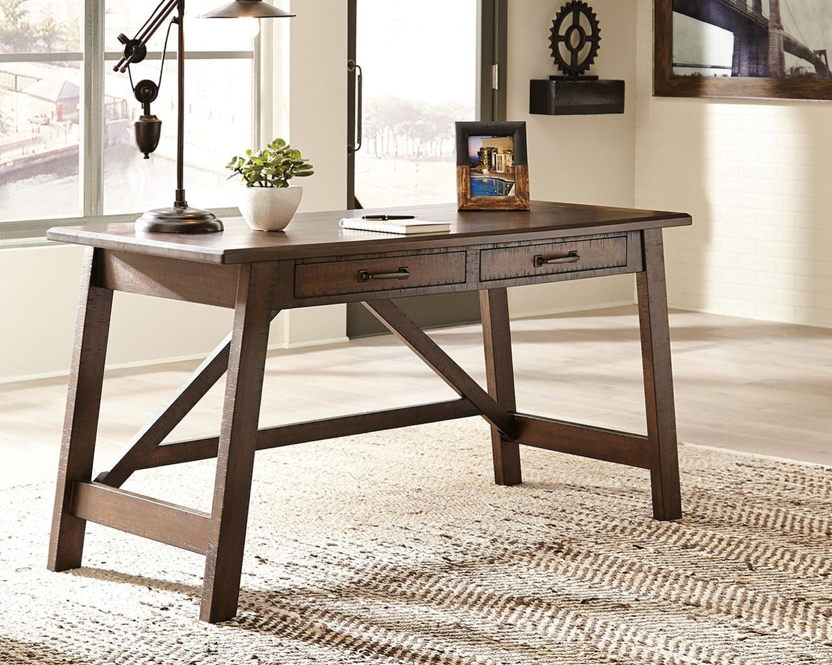 Baldridge - Home Office Large Leg Desk - Rustic Brown