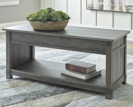 CALEB Gray 43" Wide Lift Top Coffee Table (RTA)
