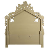 Bernadette - Eastern King Bed - White Synthetic Leather Fabric & Gold