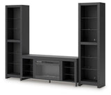 Cayberry - 3-Piece Entertainment Center With Electric Fireplace - Black