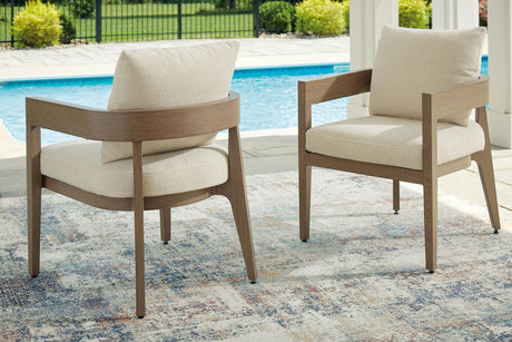 Serene Bay - Arm Chair With Cushion (Set of 2) - Dark Brown / White