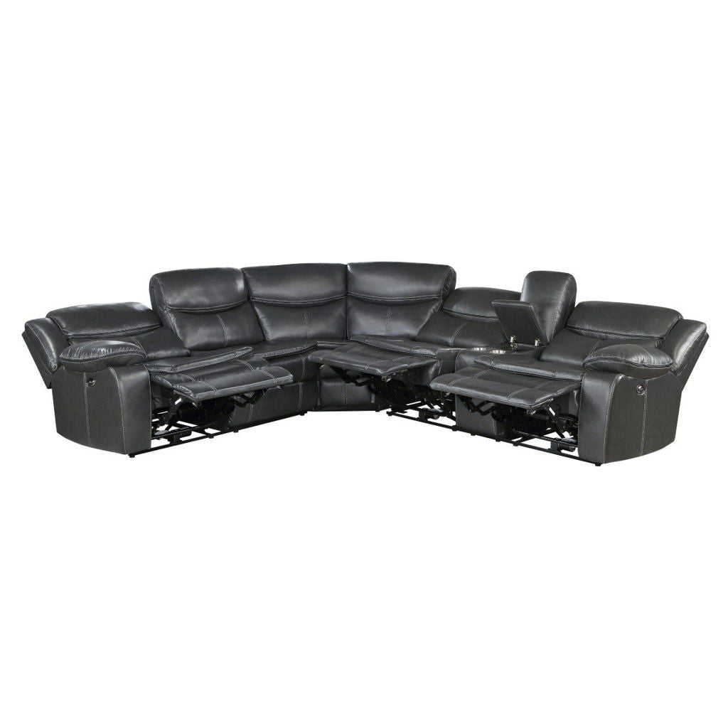 Fargo - (3) 3 Piece Power Reclining Sectional With Right Console - Dark Gray
