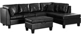 HAMZA Black 106" Wide Sectional & Ottoman