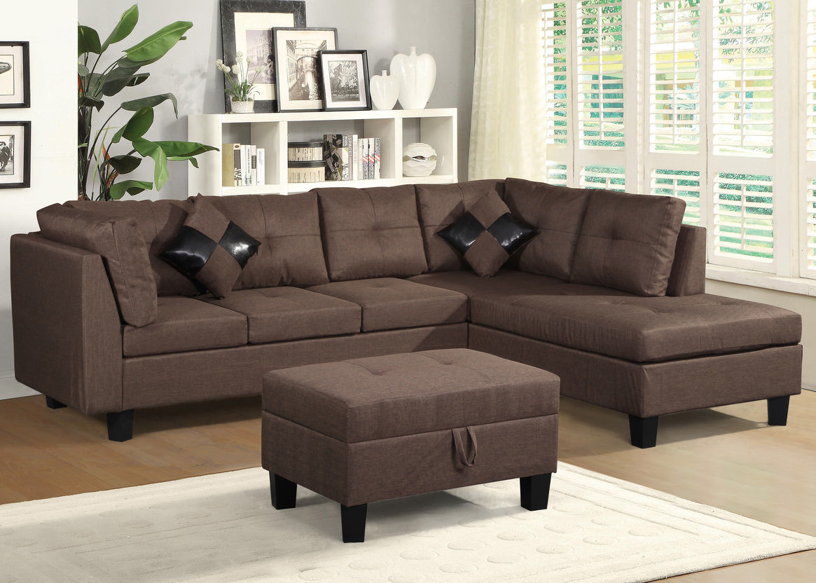 VINNIE Brown 106" Wide Sectional & Ottoman