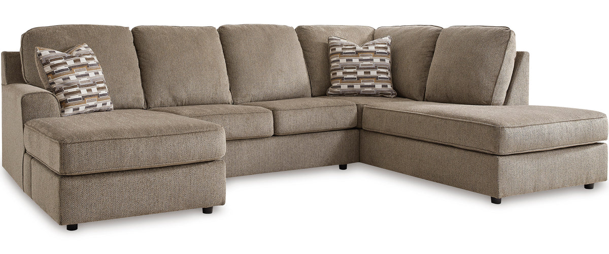 SONDRA Brown 125" Wide Double Chaise Sectional