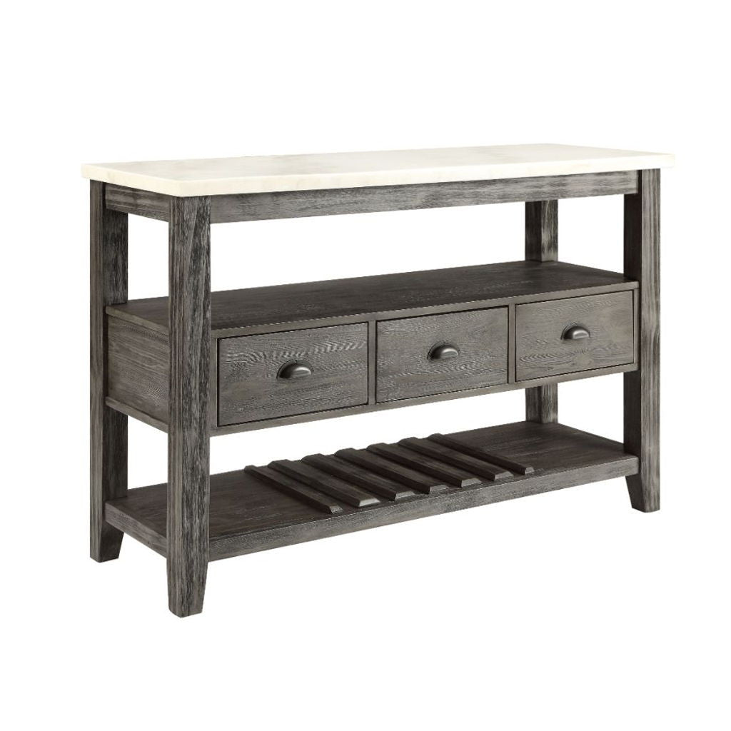 Merel - Server - White Marble Top & Gray Oak