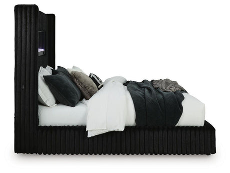 Tayleena - Upholstered Bed With Fireplace And Wireless Audio