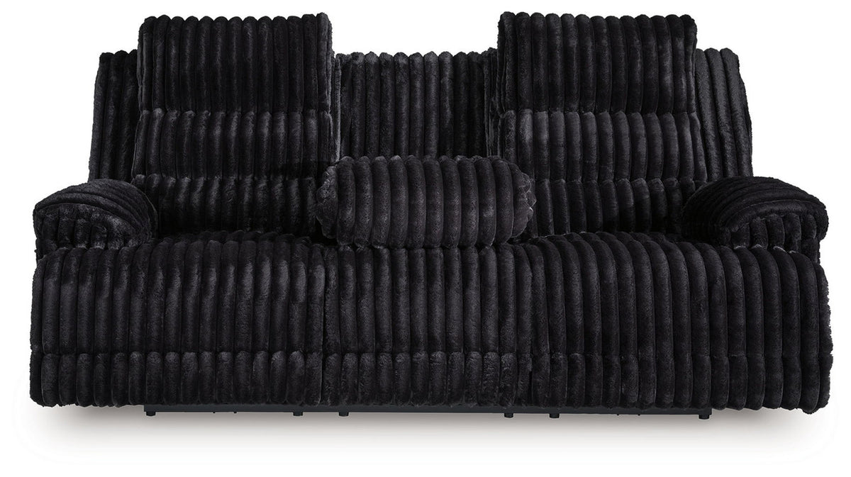 Rhine Falls - Reclining Power Sofa With Drop Down Table - Onyx