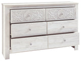 Paxberry - Six Drawer Dresser - Medallion Drawer Pulls - Whitewash