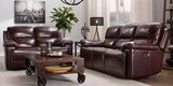 ALCAZAR Dark Brown 100% Top-Grain Leather Power Reclining Livingroom with Adjustable Headrests