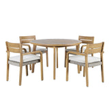 Arden - Round Patio Dining Table With 4 Patio Chairs - Natural