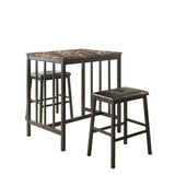 Edgar - 3 Piece Counter Height Set - Black / Brown