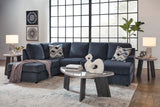 SONDRA Blue 125" Wide Double Chaise Sectional