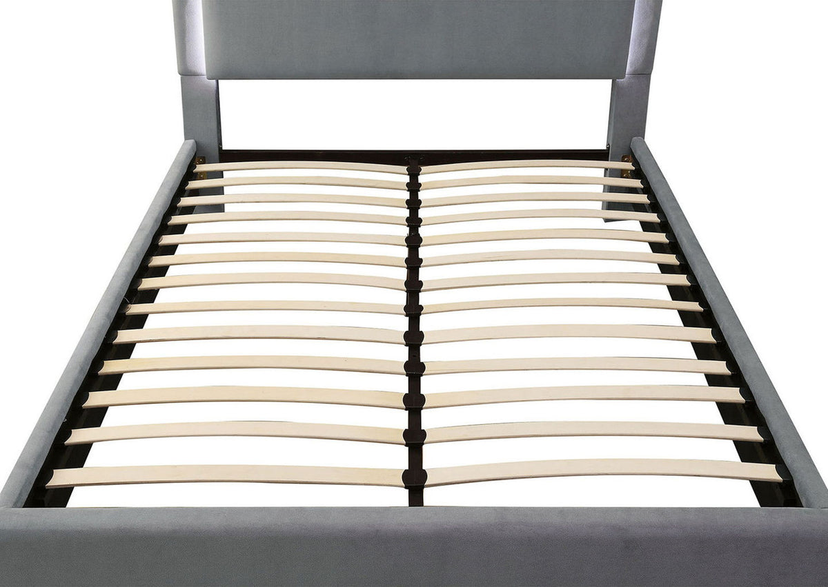 STAMFORD Gray Fabric Bed with LED Glow