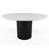 Jaramillo - Round Dining Table With Engineered Marble Top - Engineered Marble Top & Black