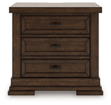 Taffenbrook - Three Drawer Night Stand - Medium Brown