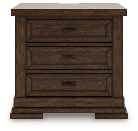 Taffenbrook - Three Drawer Night Stand - Medium Brown