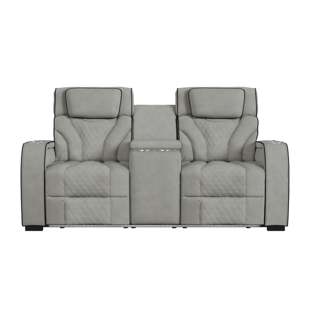 Blitz - Motion Loveseat With Console, And LED