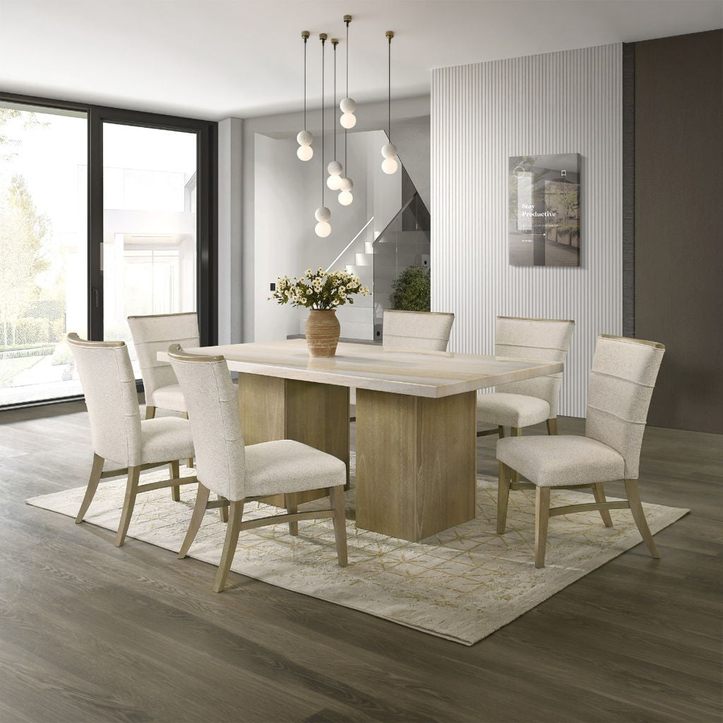 Olinda - Dining Table With Natrual Marble Top - Natrual