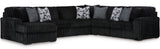BOCELLI Black Corduroy 151" Wide x 121" Depth Oversized Sectional