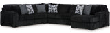 BOCELLI Black Corduroy 151" Wide x 121" Depth Oversized Sectional