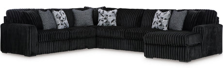 BOCELLI Black Corduroy 151" Wide x 121" Depth Oversized Sectional