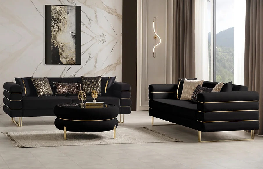 PORTOFINO Black Luxury Livingroom Set