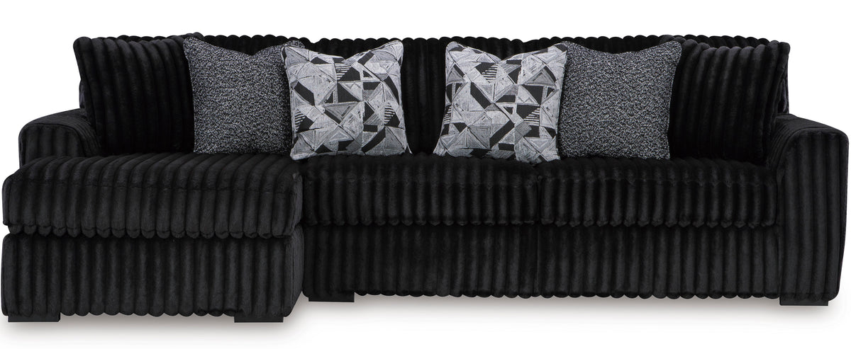 BOCELLI Black Corduroy 120" Wide x 65" Depth Oversized Sectional