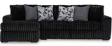 BOCELLI Black Corduroy 120" Wide x 65" Depth Oversized Sectional