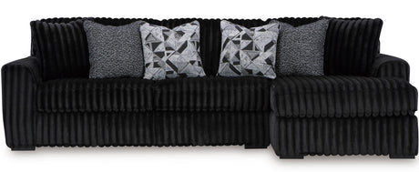 BOCELLI Black Corduroy 120" Wide x 65" Depth Oversized Sectional
