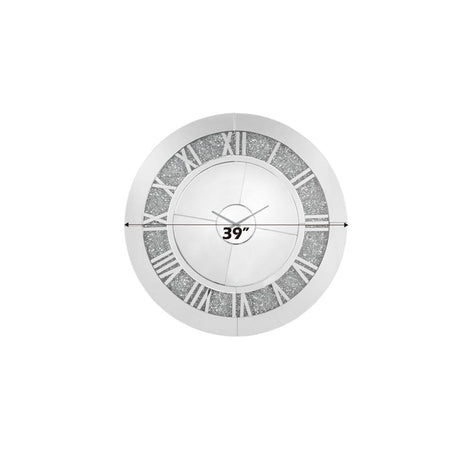 Noralie - 39" Wall Clock - Mirrored & Faux Diamonds