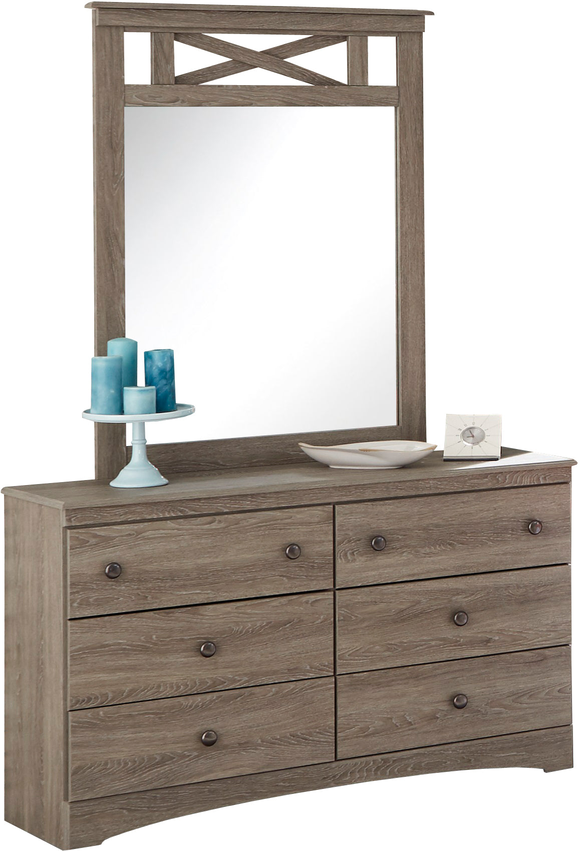 Xerces Aged Brown Dresser & Mirror