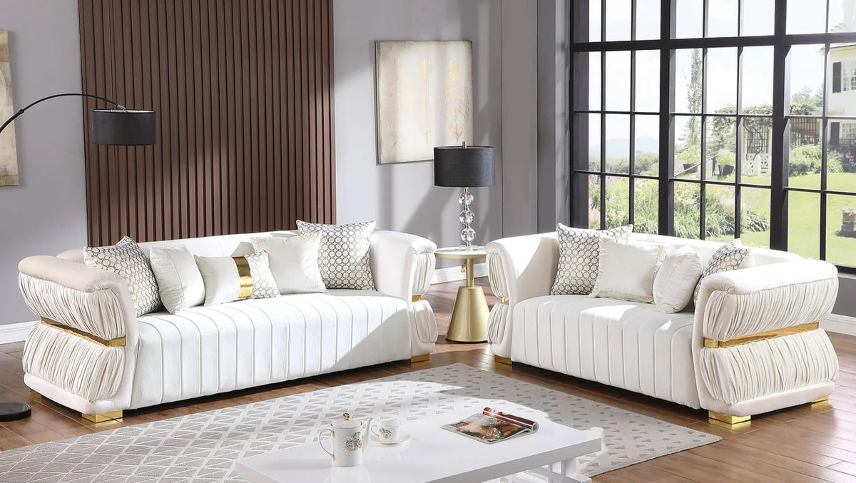 LEIKA Off-White Sofa & Loveseat