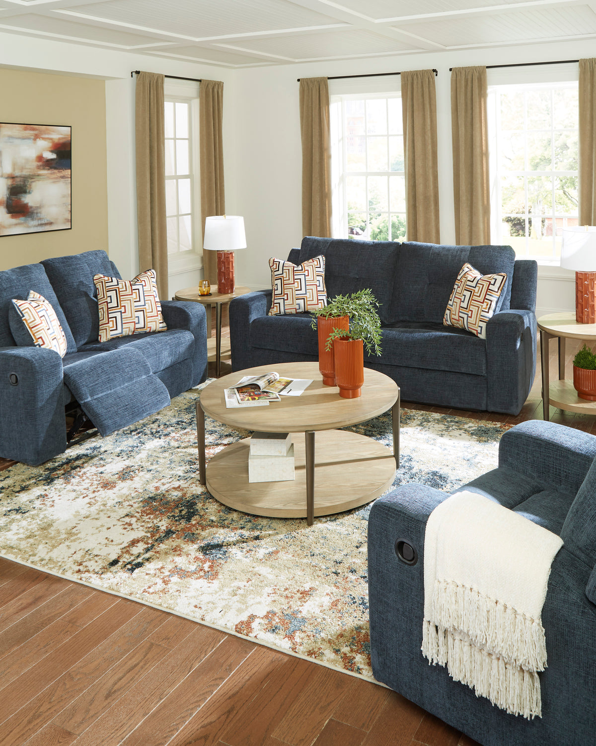 EMBASSY Ink Blue Reclining Sofa & Loveseat