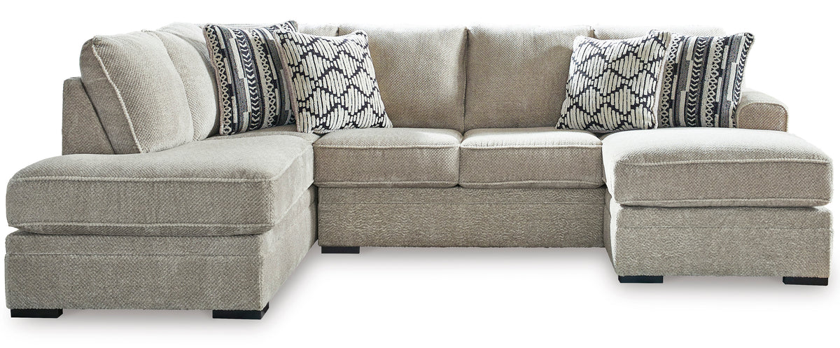 ZEMAYA Sisal Tan 125" Wide Double Chaise Sectional