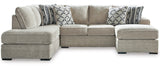 ZEMAYA Sisal Tan 125" Wide Double Chaise Sectional