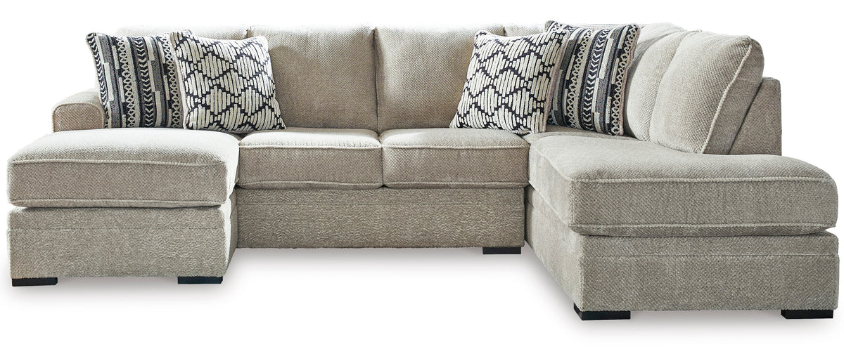 ZEMAYA Sisal Tan 125" Wide Double Chaise Sectional