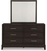 HOLLINS Grayish Brown 64" Wide x 75" Height Dresser & Mirror