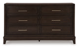 HOLLINS Grayish Brown 64" Wide x 75" Height Dresser & Mirror