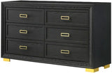 ATKINS Black & Gold 59" Wide X 73" Height Dresser & Mirror