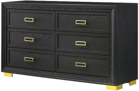ATKINS Black & Gold 59" Wide X 73" Height Dresser & Mirror