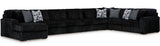 BOCELLI Black Corduroy 223" Wide x 121" Depth Oversized Sectional