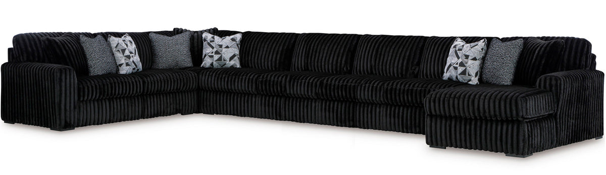 BOCELLI Black Corduroy 223" Wide x 121" Depth Oversized Sectional