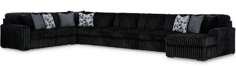 BOCELLI Black Corduroy 223" Wide x 121" Depth Oversized Sectional