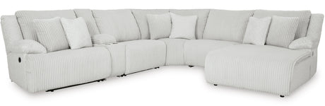 CORSICA Alloy Corduroy 144" x 130" 6 Piece Reclining Sectional with 2 Recliners